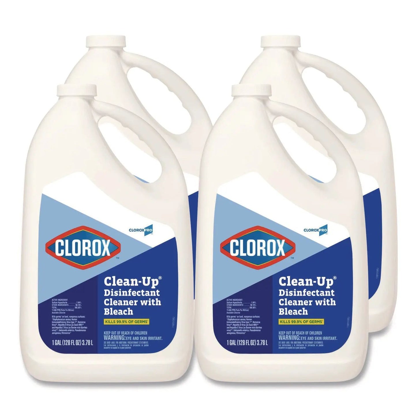 CLO35420CT CloroxPro Clean-Up Disinfectant Cleaner with Bleach, 128 oz Refill Bottle, 4/Carton Clorox