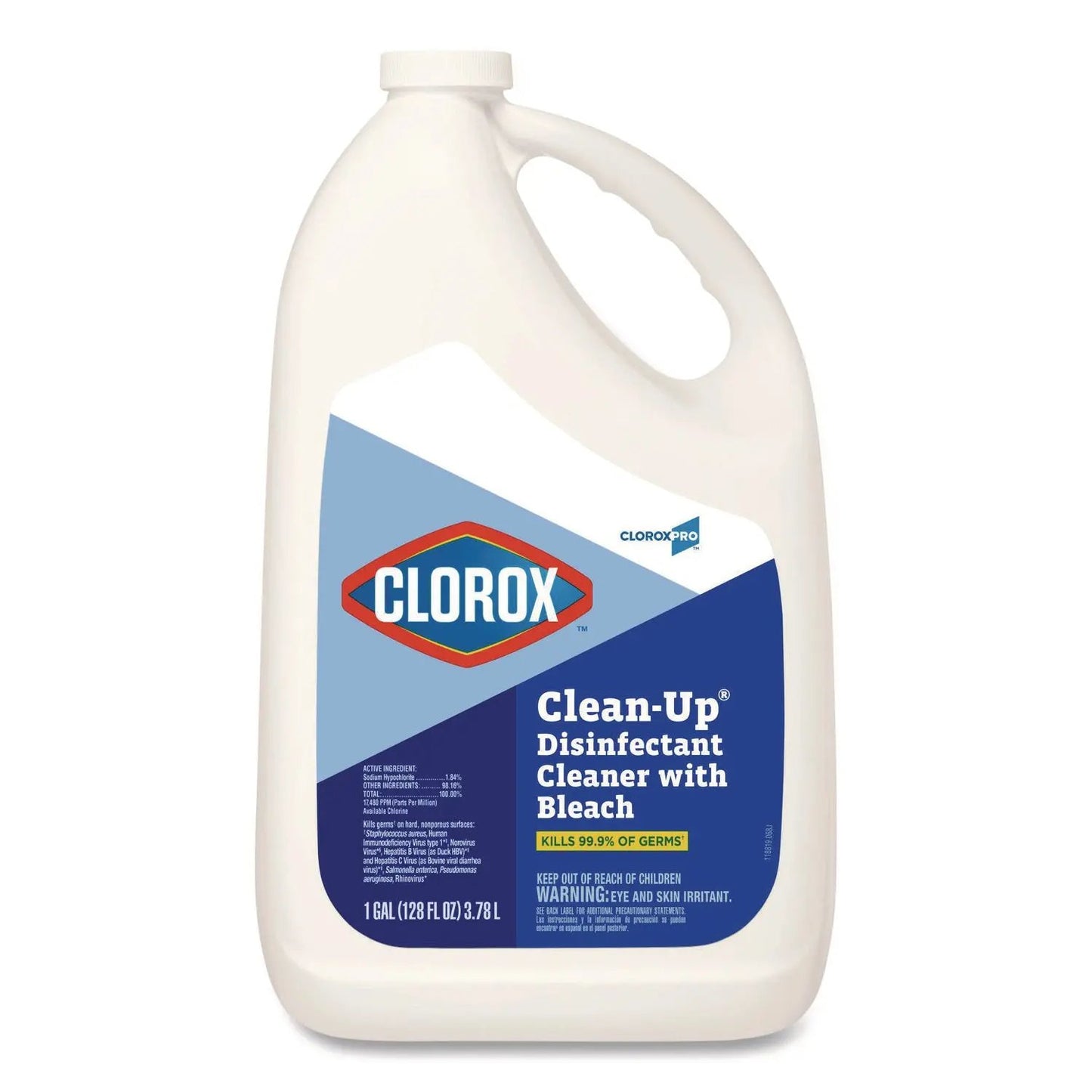 CLO35420EA CloroxPro Clean-Up Disinfectant Cleaner with Bleach, 128 oz Refill Bottle Clorox