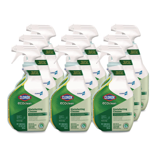 CLO60213CT Clorox Pro EcoClean Disinfecting Cleaner, Unscented, 32 oz Spray Bottle, 9/Carton