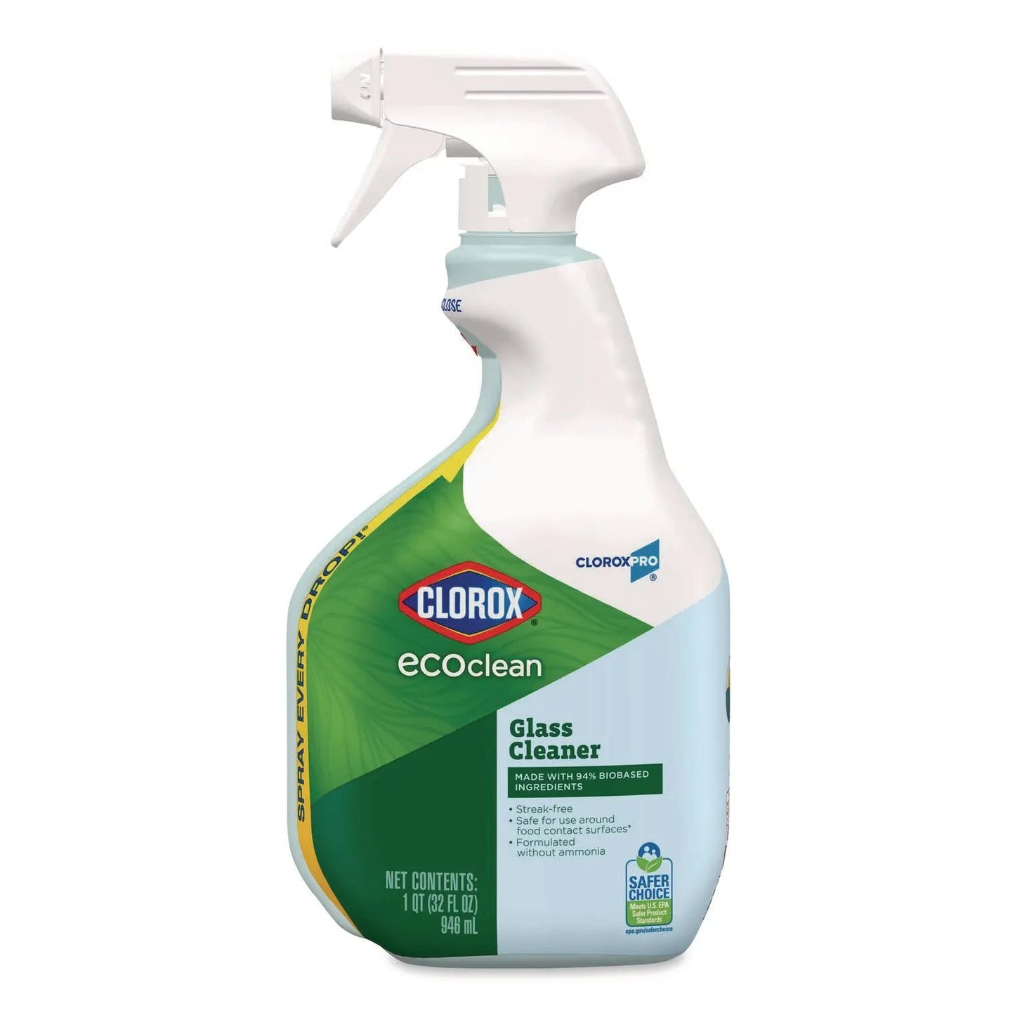 CLO60277 Clorox Pro EcoClean Glass Cleaner, Unscented, 32 oz Spray Bottle Clorox