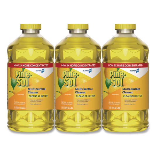 CLO60607CT CloroxPro Multi-Surface Cleaner Concentrated, Lemon Fresh Scent, 80 oz Bottle, 3/Carton