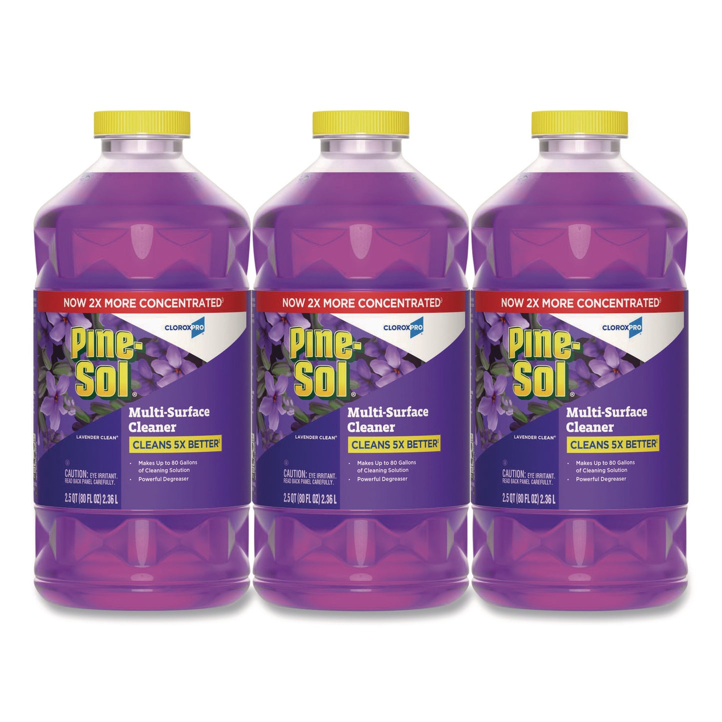 CLO60608CT CloroxPro Multi-Surface Cleaner Concentrated, Lavender Clean Scent, 80 oz Bottle, 3/Carton