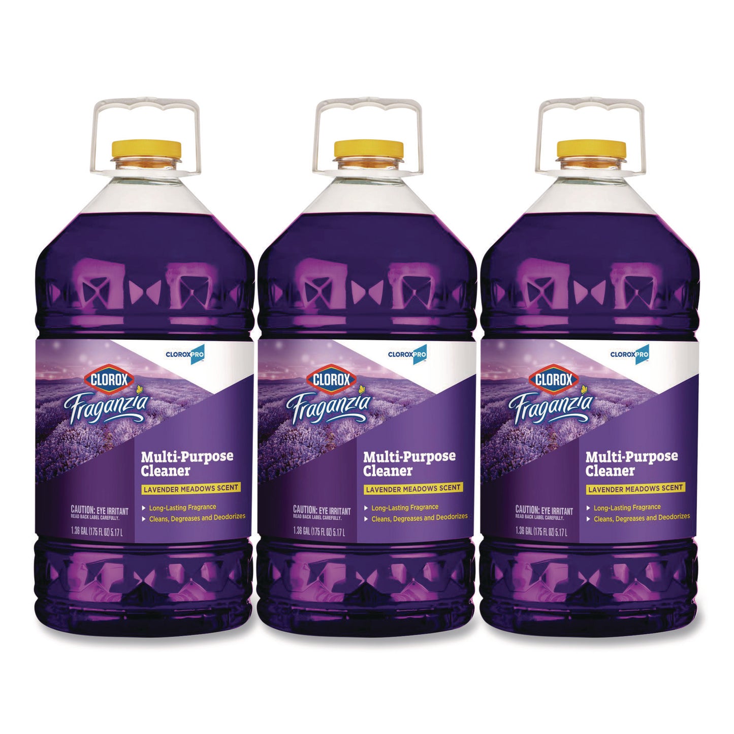 CLO60614CT CloroxPro Fraganzia Multi-Purpose Cleaner, Lavender Meadows Scent, 175 oz Bottle, 3/Carton