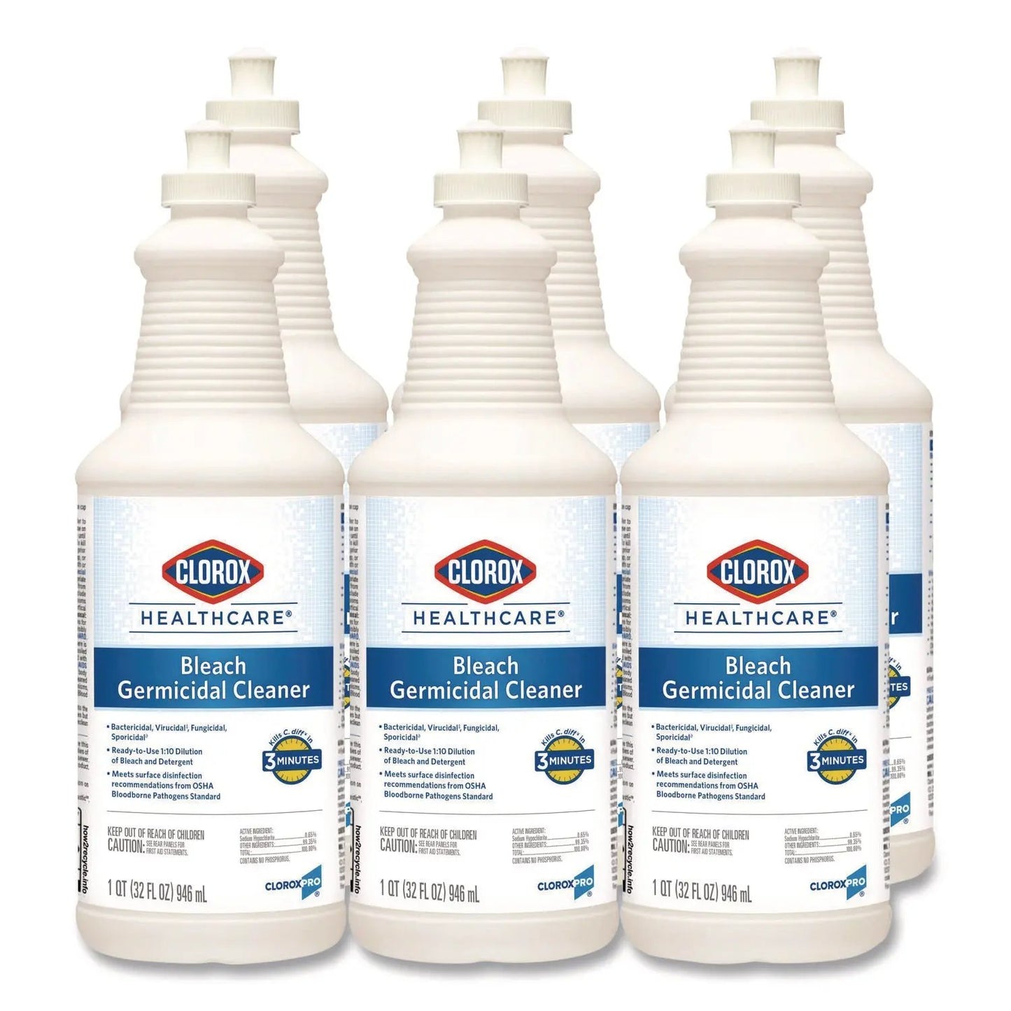 CLO68832 Bleach Germicidal Cleaner, 32 Oz Pull-Top Bottle, 6/carton Clorox Healthcare