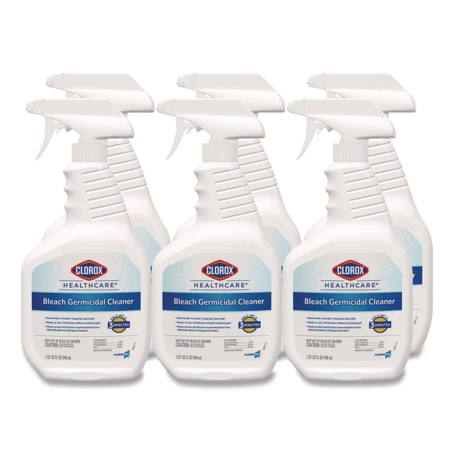 CLO68970 Bleach Germicidal Cleaner, 32 Oz Spray Bottle, 6/carton Clorox Healthcare