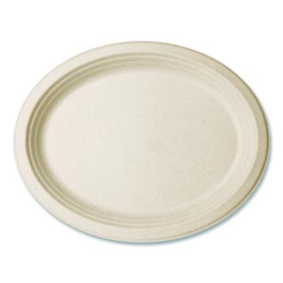 VEGVWP009NFA Nourish Molded Fiber Tableware, Compostable, Platter, Sugarcane, 8 x 10, White, 500/Carton VEGWARE