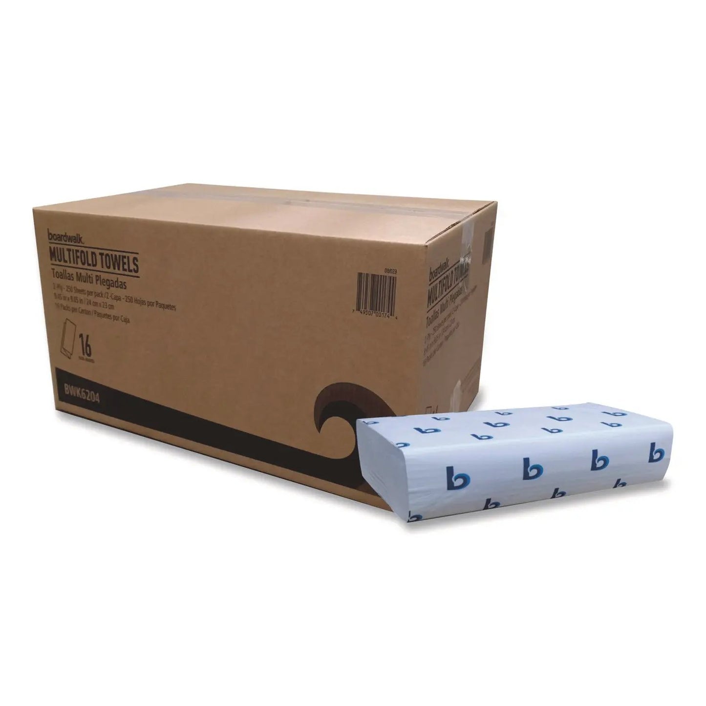 BWK6204 Structured Multifold Towels, 1-Ply, 9 x 9.5, White, 250/Pack, 16 Packs/Carton Boardwalk