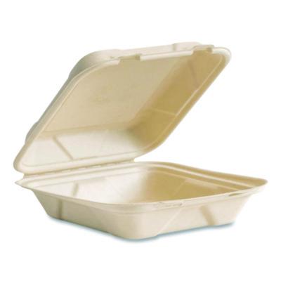 VEGVWHC81NFA Nourish Molded Fiber Takeout Containers, Compostable, 7.9 x 7.9 x 2.9, White, Sugarcane, 200/Carton VEGWARE