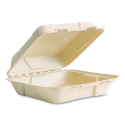 VEGVWHC91NFA Nourish Molded Fiber Takeout Containers, Compostable, 9 x 9 x 3, Natural, Sugarcane, 200/Carton VEGWARE