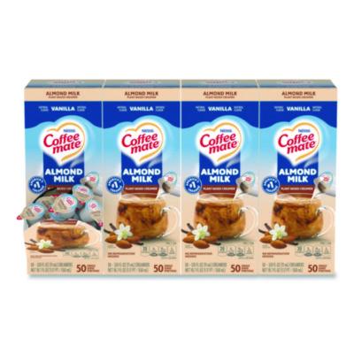 NES42258CT Plant-Based Almond Milk Non-Dairy Liquid Creamer Singles, Natural Vanilla, 0.38 oz Mini Cups, 200/Carton