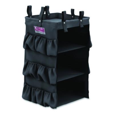 SUAHKCBAG03D 3-Sided Hanging Bag with Shelves for Suncast Commercial HKC1000/HKC2000 Housekeeping Carts, 25.4 gal, 15.7 x 12.4 x 30, Black