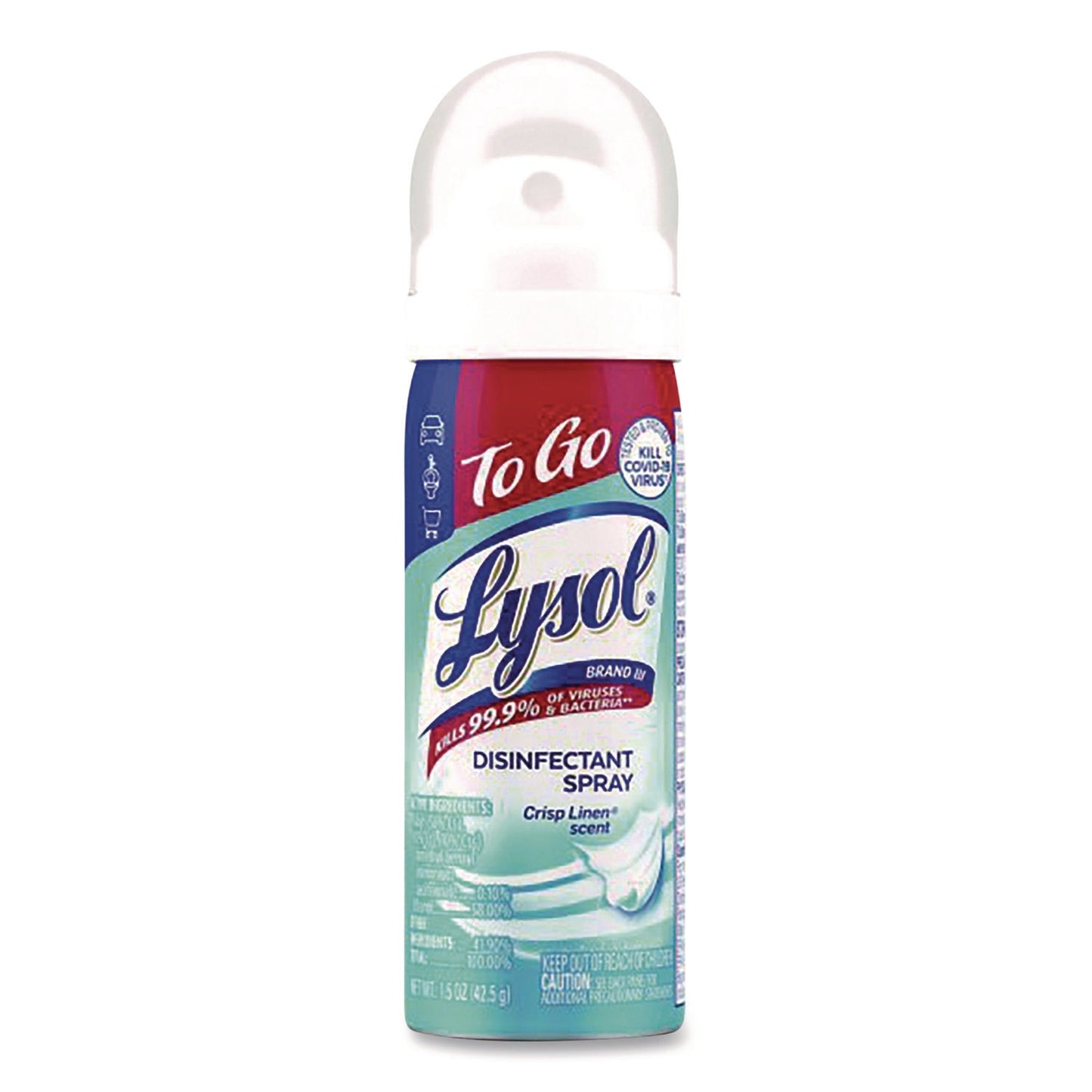 RAC1920099923 Disinfectant Spray To Go, Crisp Linen Scent, 1.5 oz, Aerosol Spray LYSOL Brand