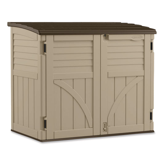 SUABMS3400X Horizontal Storage Shed, 4 ft 5" x 2 ft 8.5" x 3 ft 9.5", Sand/Slate