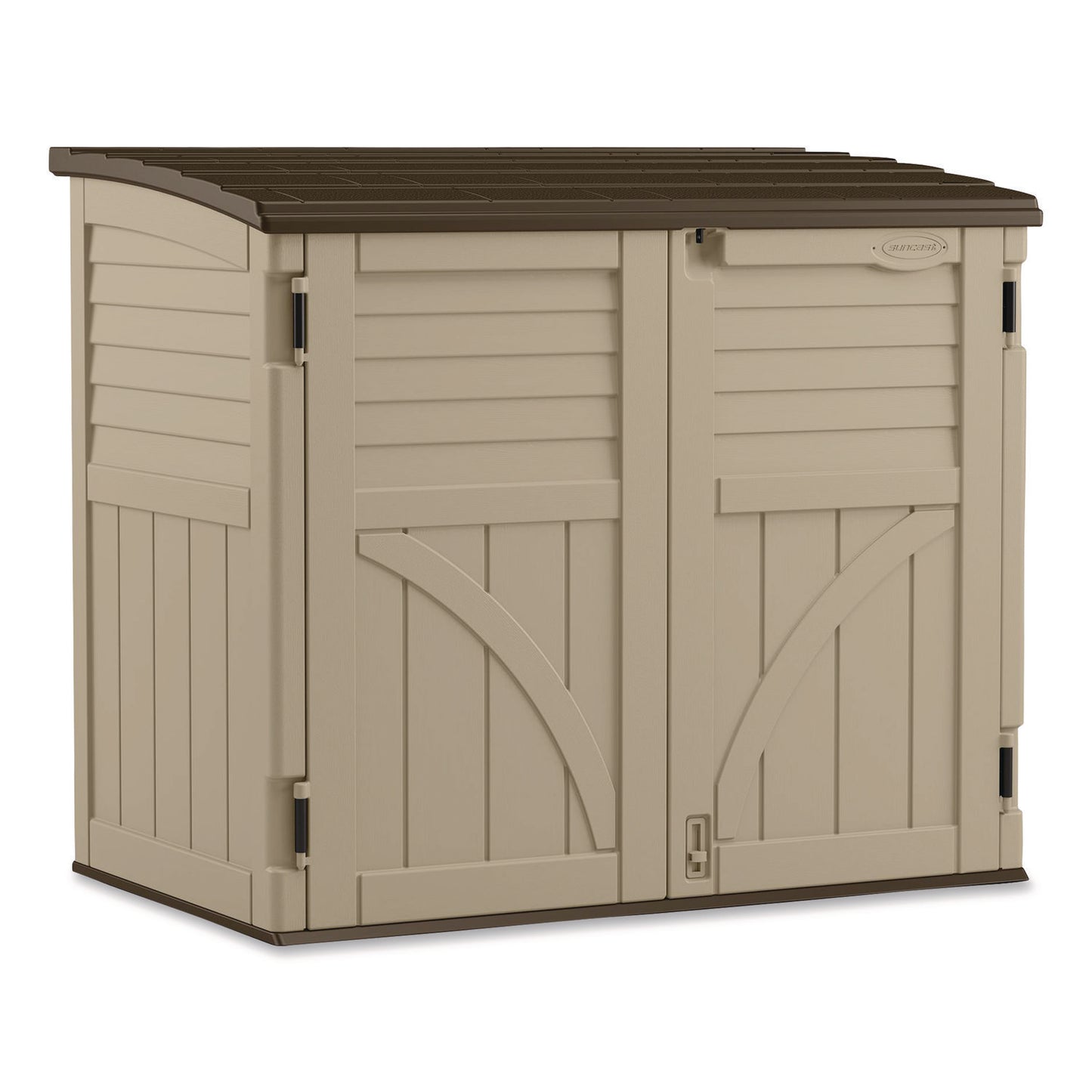 SUABMS3400X Horizontal Storage Shed, 4 ft 5" x 2 ft 8.5" x 3 ft 9.5", Sand/Slate