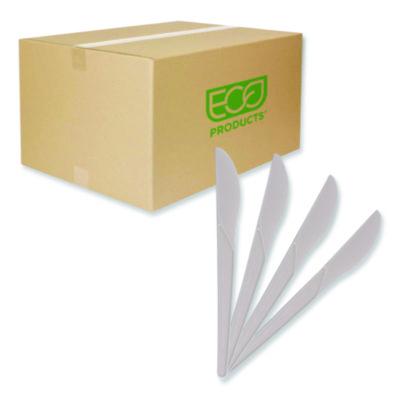 ECOEPS011 Plantware Compostable Cutlery, Knife, Plastic, Pearl White, 50/Pack, 20 Packs/Carton