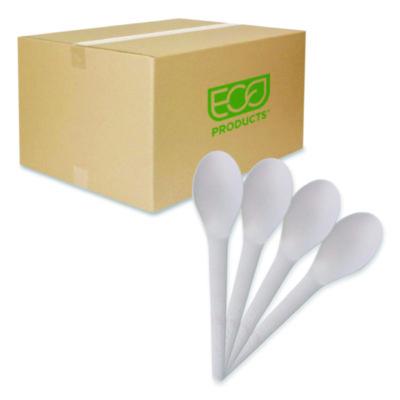 ECOEPS013 Plantware Compostable Cutlery, Spoon, Plastic, Pearl White, 50/Pack, 20 Pack/Carton