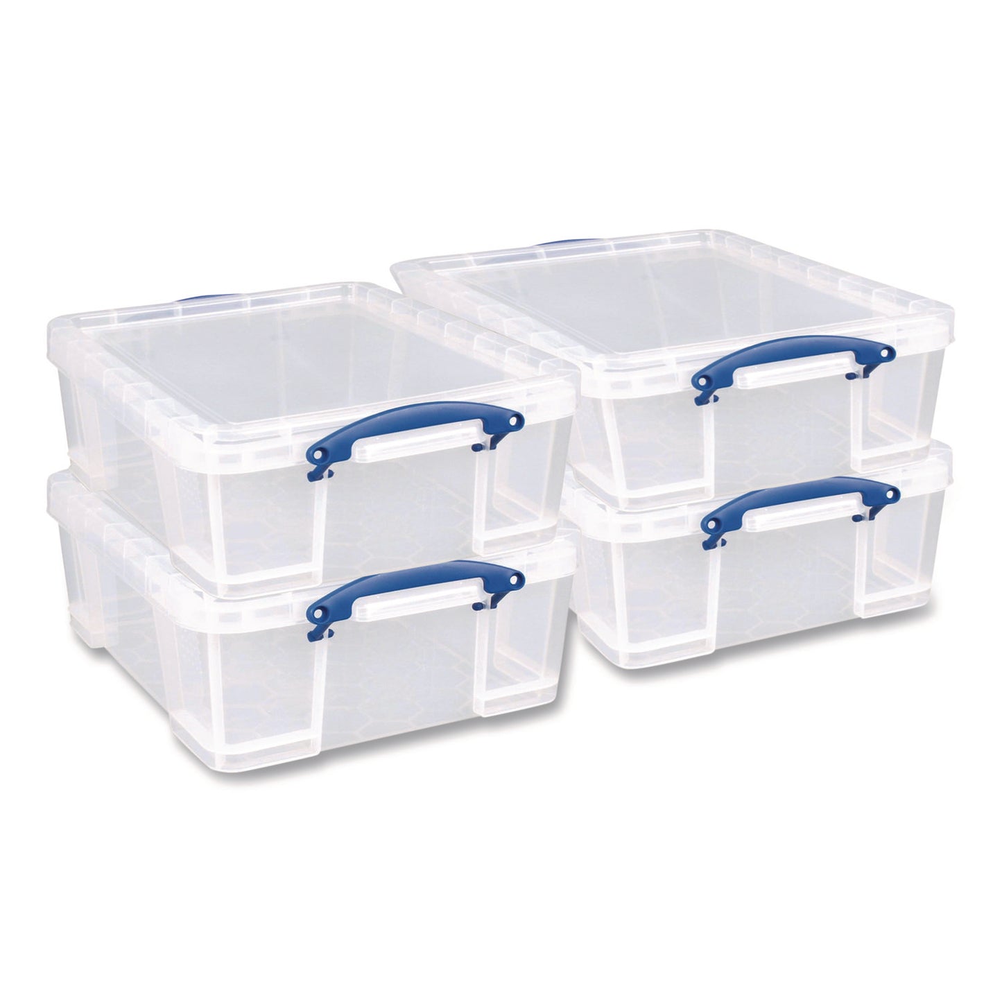 RUA17CPK4CB Snap-Lid Storage Bin, 4.49 Gal, 11" X 18" X 4", Clear/blue, 4/pack
