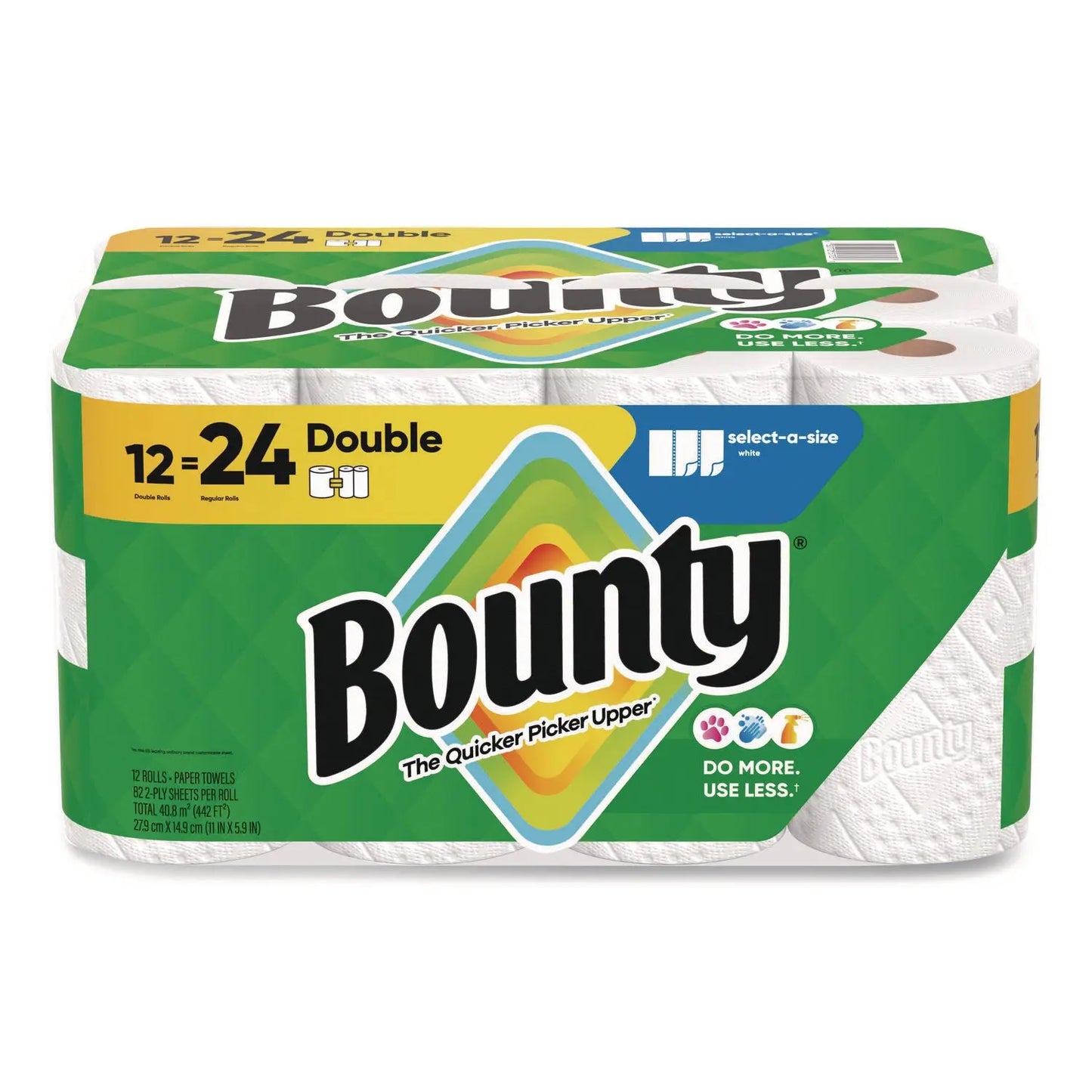 PGC15705 Select-a-Size Kitchen Roll Paper Towels, 2-Ply, 5.9 x 11, White, 82 Sheets/Double Roll, 12 Rolls/Carton Bounty