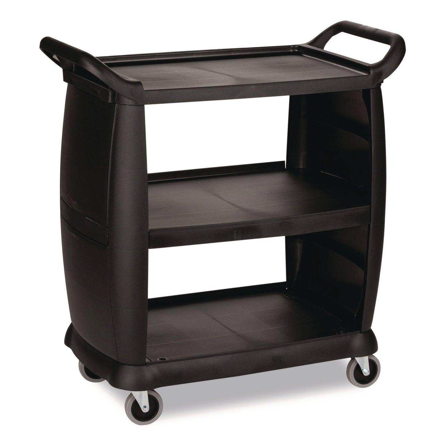 BWKBCART3 Bussing Cart, Plastic, 3 Shelves, 300 lb Capacity, 18 x 36.25 x 38, Black