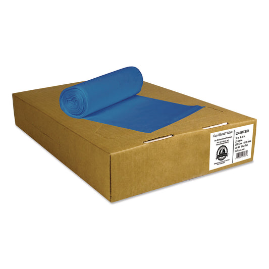 HERL5645TXER1 Eco Blend Max Can Liners, 23 gal, 0.8 mil, 28" x 45", Blue, 25 Bags/Roll, 10 Rolls/Carton