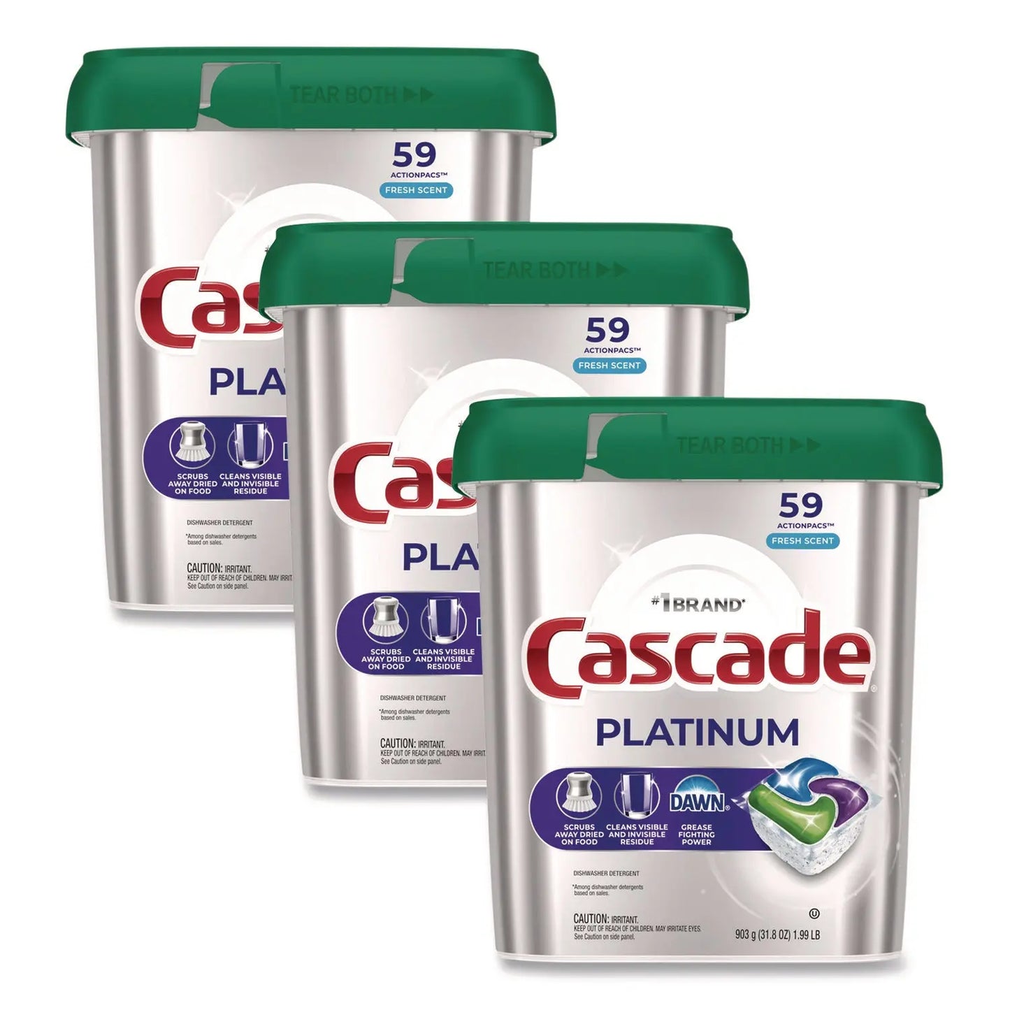 PGC15534CT ActionPacs, Fresh Scent, 31.8 oz, 59 Pacs/Tub, 3 Tubs/Carton Cascade