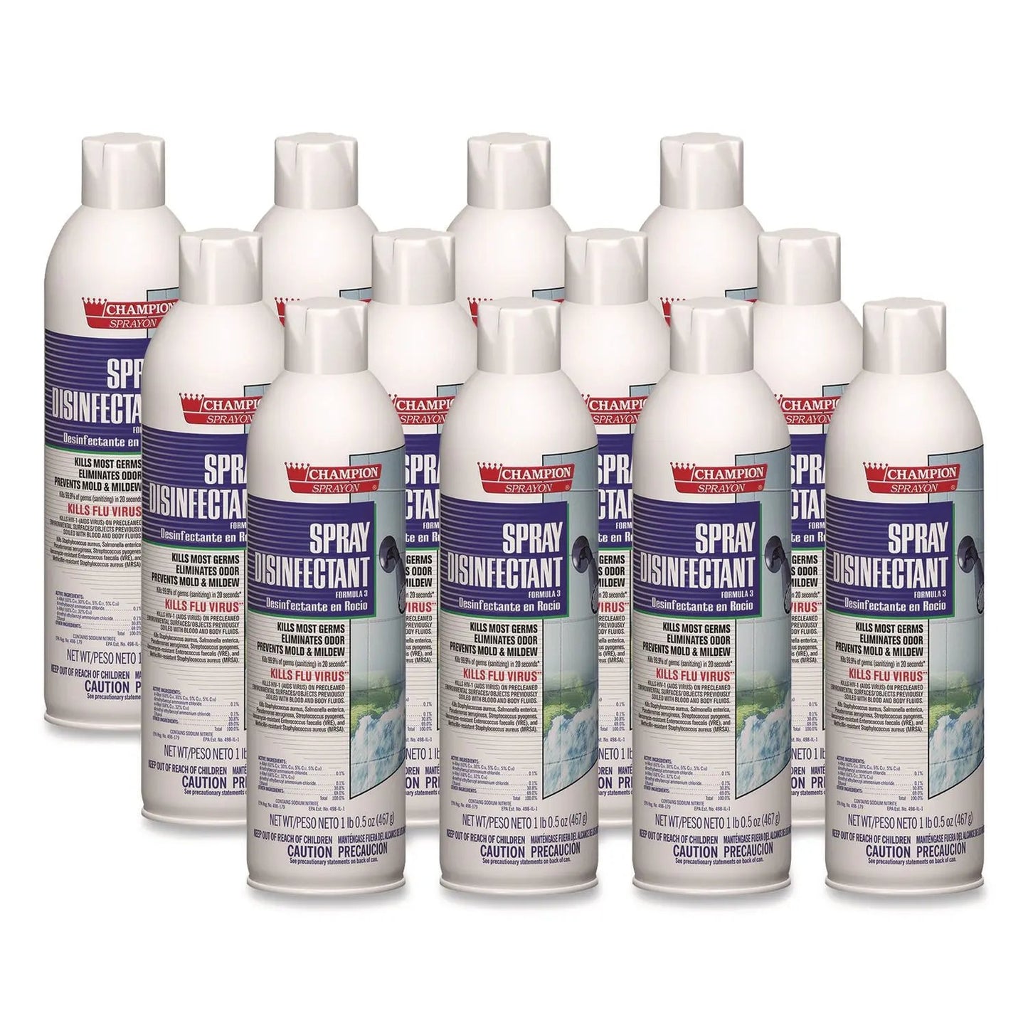 CHP5157 Champion Sprayon Spray Disinfectant, 16.5 Oz Aerosol Spray, 12/carton Chase Products