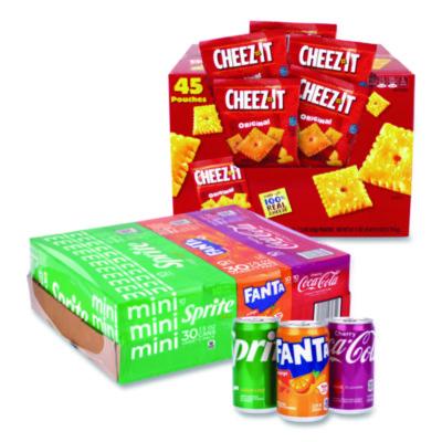 GRR60004171 Soda Mini Variety and Cheez-It Combo Pack, (30) 7.5 oz Cans Assorted Flavors, (45) 1.5 oz Pouch Original Cheez-It/Bundle