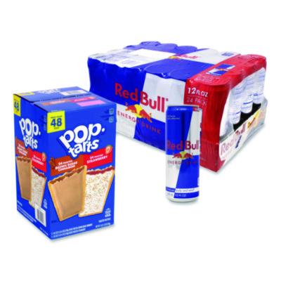 GRR60004173 Red Bull Energy Drink and Pop Tart Combo Pack,(24) 12oz Cans,(24) Frosted Strawberry/(24) Frosted Brown Sugar Cinnamon/Bundle
