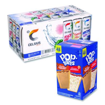 GRR60004172 Celcius Vibe and Pop Tarts Variety Combo Pack,(18) 12oz Cans,(24) Frosted Strawberry/(24) Frosted Brown Sugar Cinnamon/Bundle