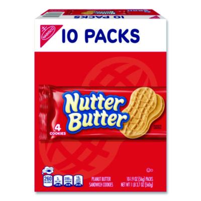 CDB07835 Nutter Butter, Peanut Butter, 1.9 oz, 4 Cookies/Pack, 10 Packs/Box NABISCO FOOD GROUP