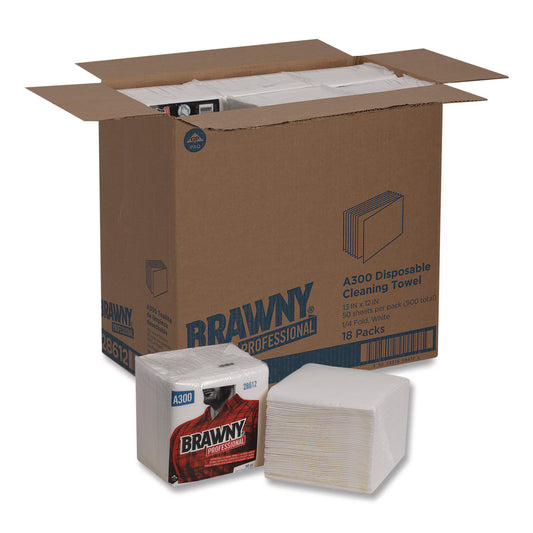 GPC28612 Professional Cleaning Towels, 1-Ply, 12 X 13, White, 50/pack, 18 Packs/carton