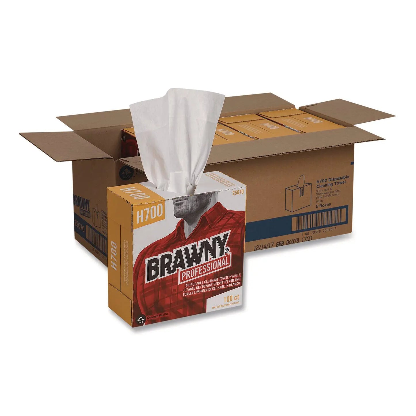 GPC25070 Medium Weight HEF Shop Towels, 9.1 x 16.5, 100/Box Brawny Professional