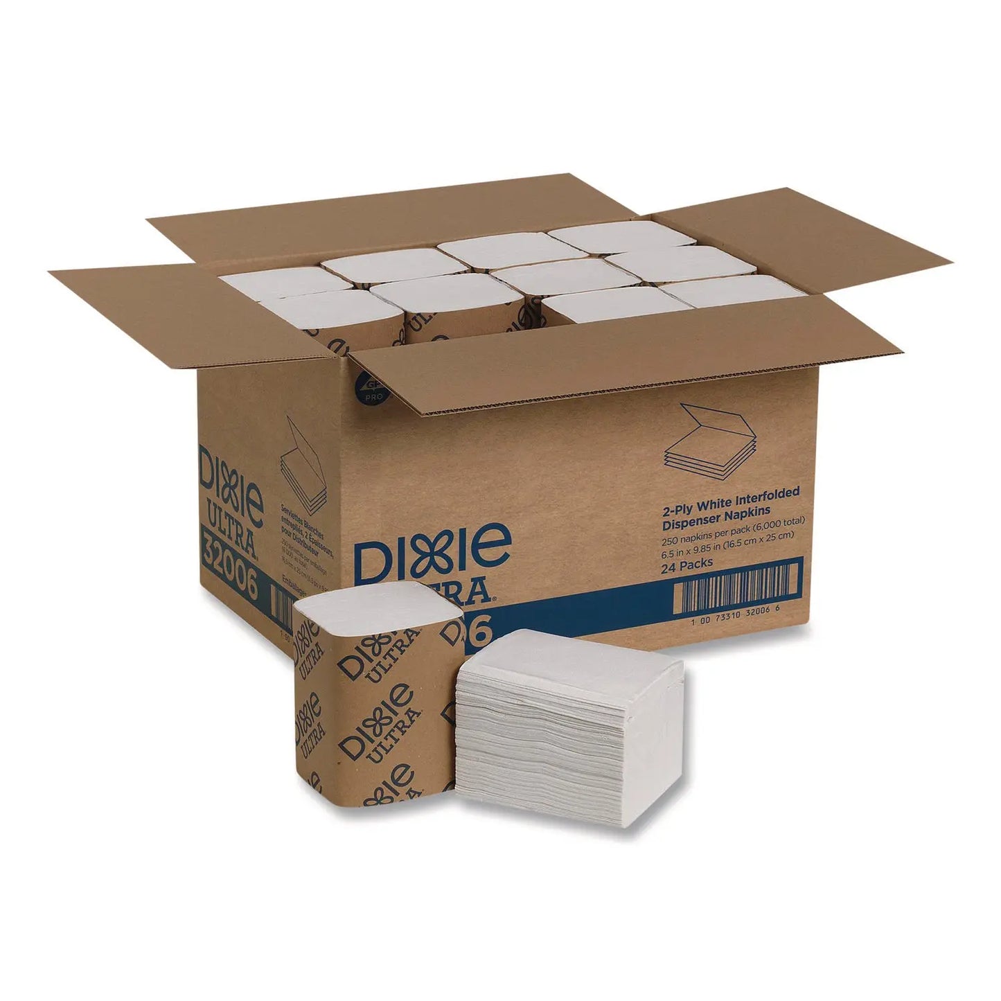 GPC32006 Interfold Napkin Refills 2-Ply, 6.5 x 9.78, White, 6,000/Carton Dixie