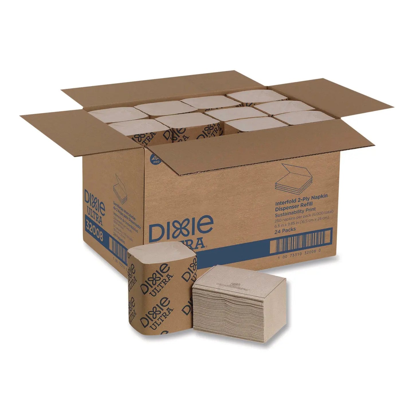 GPC32019 Interfold Napkin Refills 2-Ply, 6.5 X 5 Folded, Brown, 6,000/carton Dixie