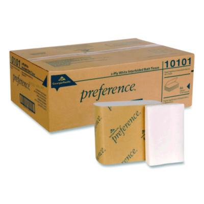GPC10101 preference Singlefold Interfolded Bath Tissue, Septic Safe, 1-Ply, White, 400 Sheets/Pack, 60 Packs/Carton