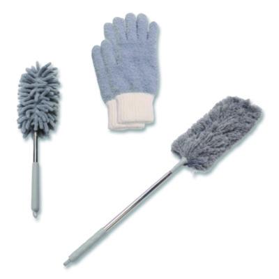 CH7TU68123 Dusting Set, Feather Duster, Dusting Wand, 2 Gloves, Gray CHAGRINOVATIONS
