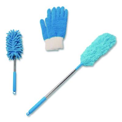 CH7TU68126 Dusting Set, Feather Duster, Dusting Wand, 2 Gloves, Blue CHAGRINOVATIONS