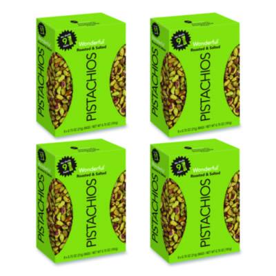 WONPAR91100 Wonderful No Shells Pistachios, Roasted And Salted, 0.75 Oz Bag, 9 Bags/box, 4 Boxes/carton PARAMOUNT FARMS INC.