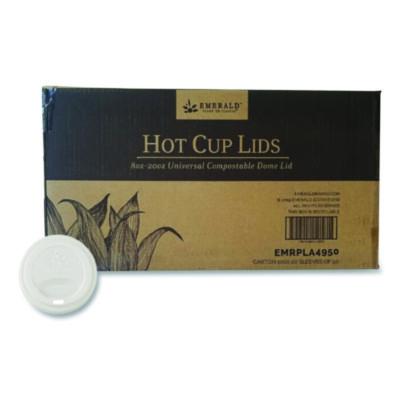 DFDPME01099 Plant to Plastic Fully Closed PLA Hot Cup Lid, Fits 8 oz to 20 oz Hot Cups, Plastic, White, 50/Pack, 20 Packs/Carton