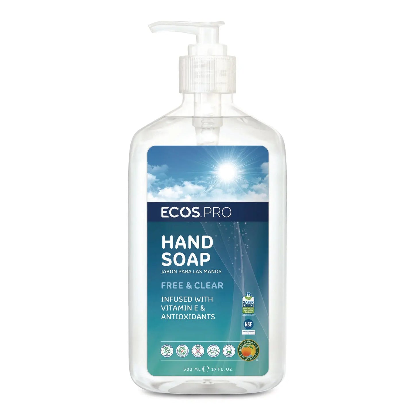 EOPPL96636EA Liquid Hand Soap, Free and Clear Scent, 17 oz ECOS PRO