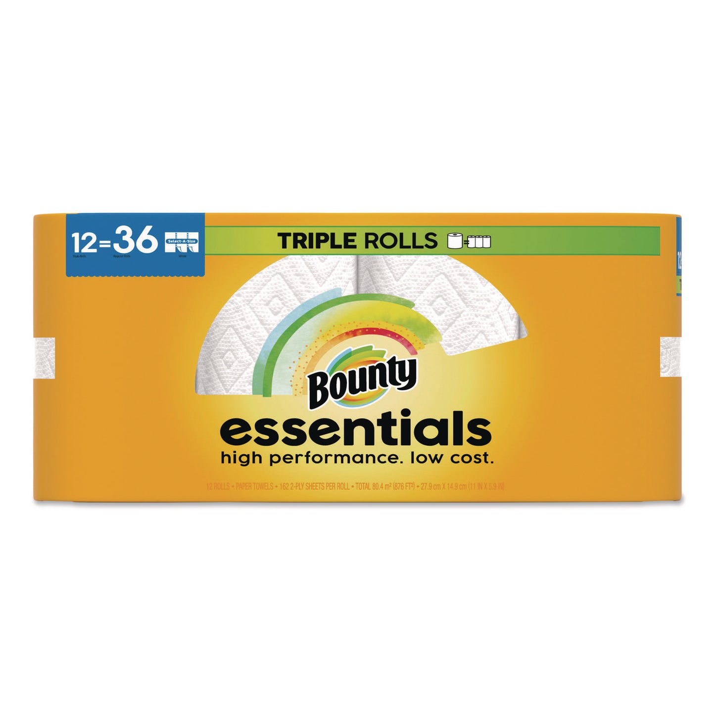 PGC16681 Essentials Select-A-Size Kitchen Roll Paper Towels, 2-Ply, 5.9 x 11, White, 162 Sheets/Triple Roll, 12 Rolls/Carton