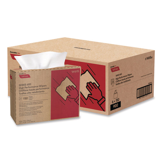 CSDW615 Tuff-Job Spunlace Towels, 1-Ply, 9.75 x 16.75, White, 150 Sheets/Pop-Up Box, 6 Boxes/Carton