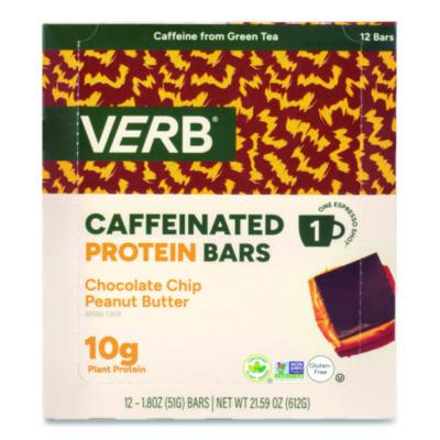 GRR22002522 Caffeinated Protein Bar, Chocolate Chip Peanut Butter, 1.8 oz Bar, 12/Box