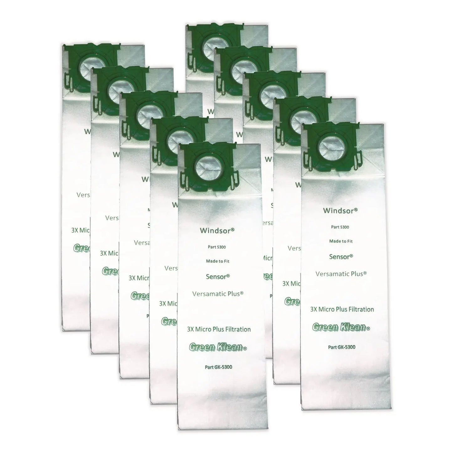 GRK5300P Replacement Vacuum Bags, Fits Allstar/century/karcher/prochem/sebo/versamatic Plus/windsor Sensor, 10/pack Green Klean
