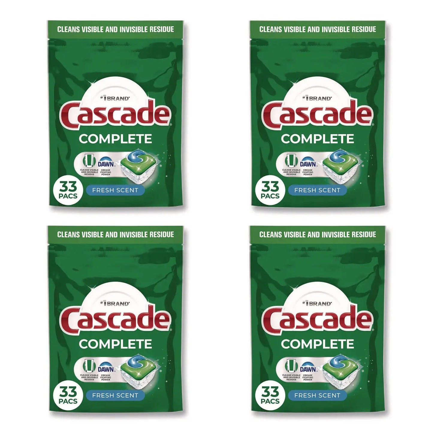 PGC15518 Complete ActionPacs, Fresh Scent, 17.6 oz Bag, 33 Pacs/Bag, 4 Bags/Carton Cascade