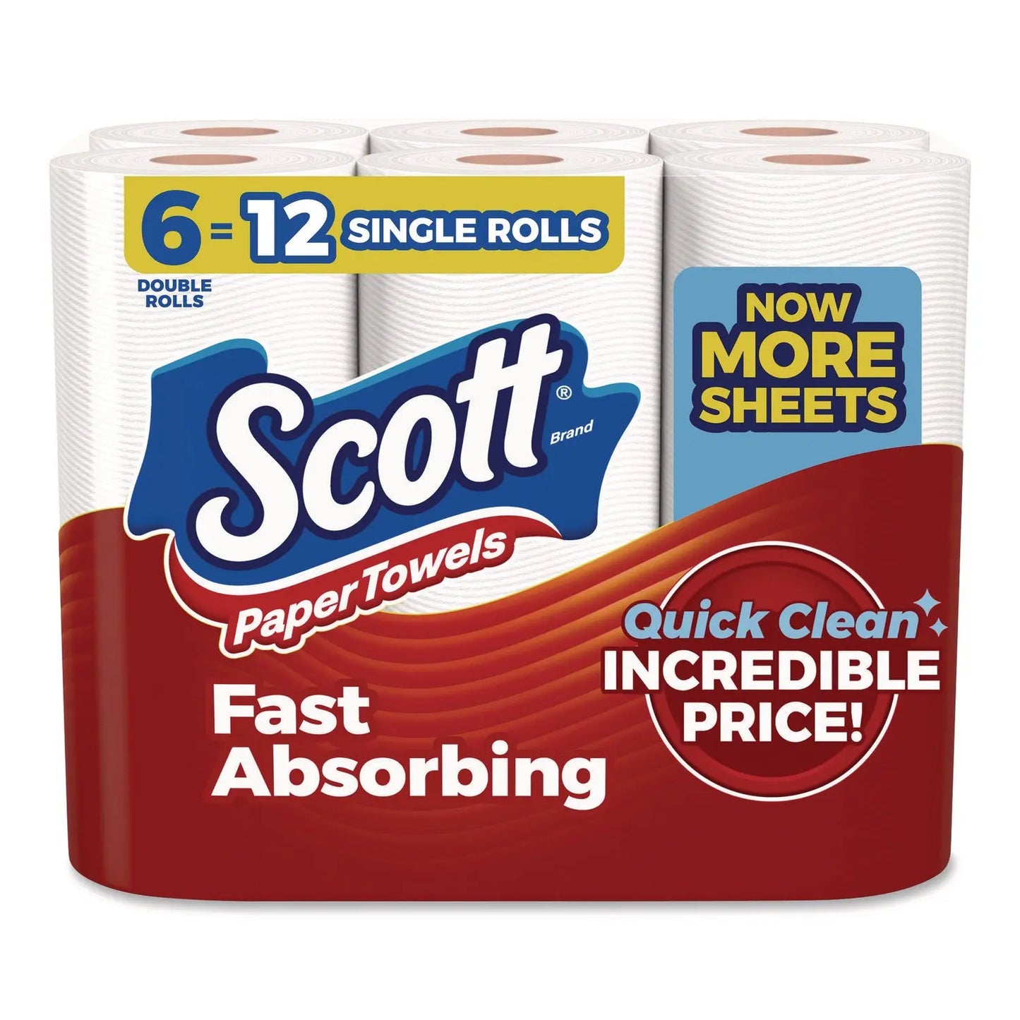 KCM56668 Choose-a-Size Mega Kitchen Roll Paper Towels, 1-Ply, 108/Roll, 6 Rolls/Pack, 4 Packs/Carton Scott