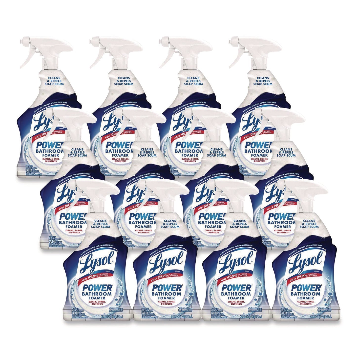 RAC02699CT Disinfectant Power Bathroom Foamer, Liquid, Atlantic Fresh Scent, 32 oz Spray Bottle, 12/Carton LYSOL Brand