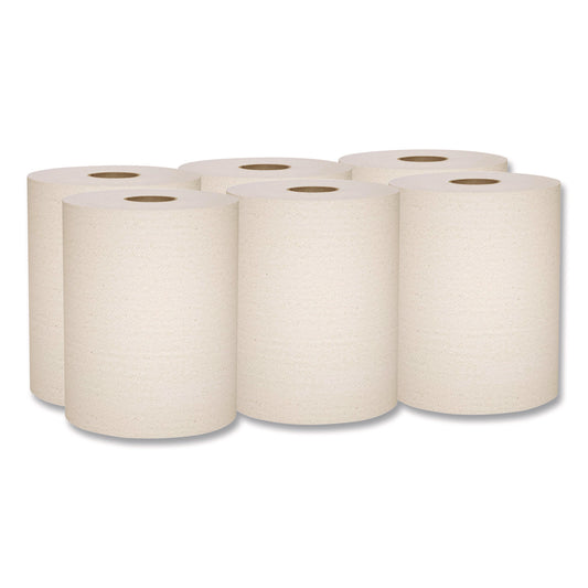 KCC56758 Essential 100% Recycled Fiber Hard Roll Towel, 1-Ply, 8" x 800 ft, 1.5" Core, Brown, 6 Rolls/Carton