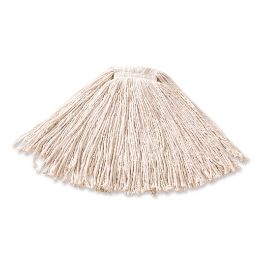 RCPF11612 Non-Launderable Premium Cut-End Cotton Wet Mop Head, 16 oz, White, 1" White Band, 12/Carton