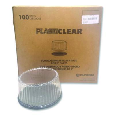 PST18361 Bakery Containers, 8" Cake, 9.7" Diameter x 5" h, Black/Clear, 100/Carton PLASTIFAR SA